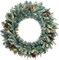 24 Inch Christmas Wreaths for Front Door, Pre-Lit Realistic Blue Arctic Spruce Xmas Wreath with LED Lights & Pinecones, for Indoor&Outdoor Porch Windows Wall